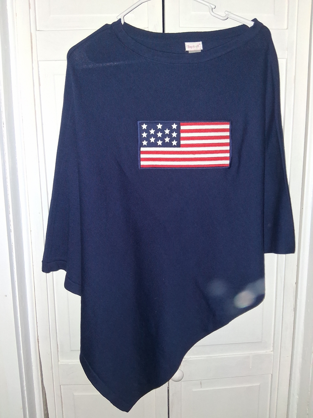 Navy Women's Poncho with Flag Patch